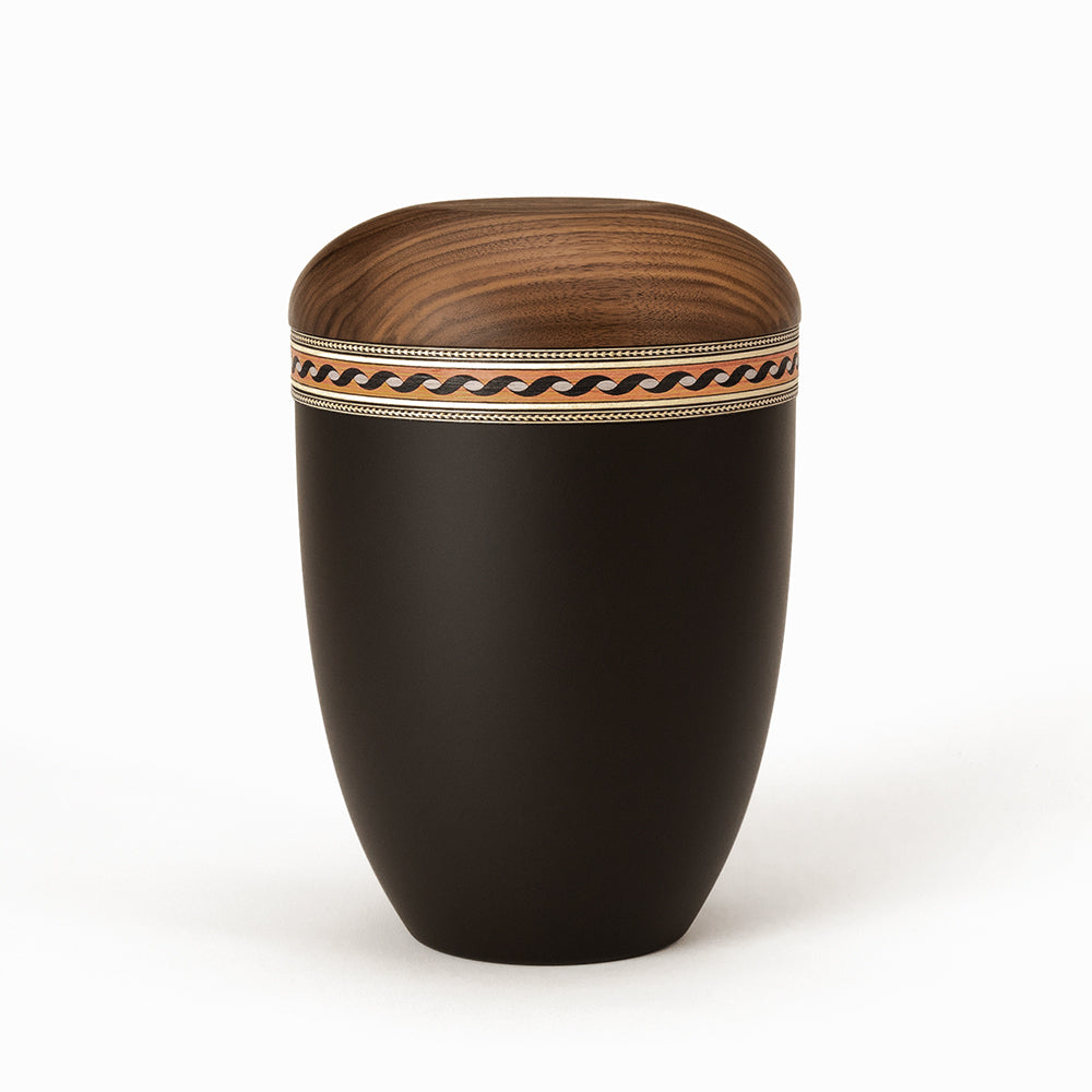 Samosa natural wood urn with inlaid band 4