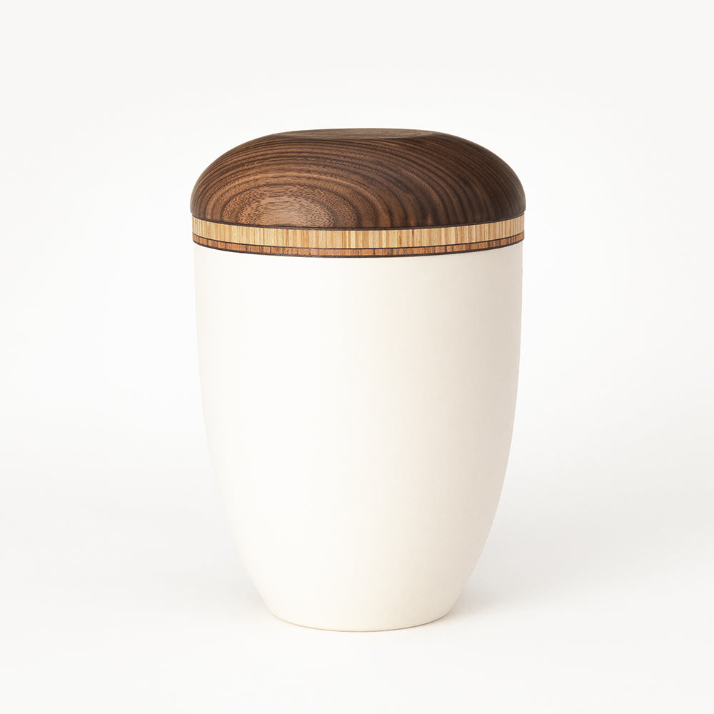 Samosa natural wood urn with inlaid band 2 - 0