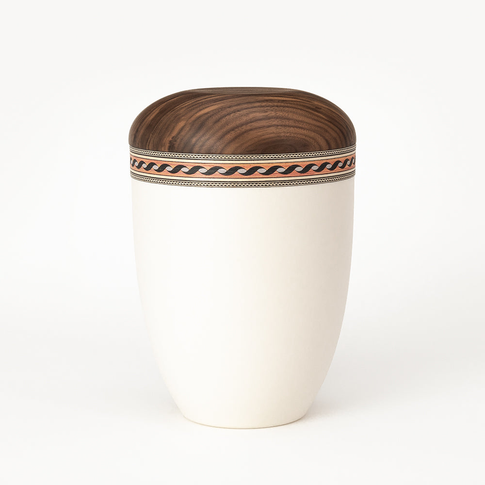 Samosa natural wood urn with inlaid band 4 - 0