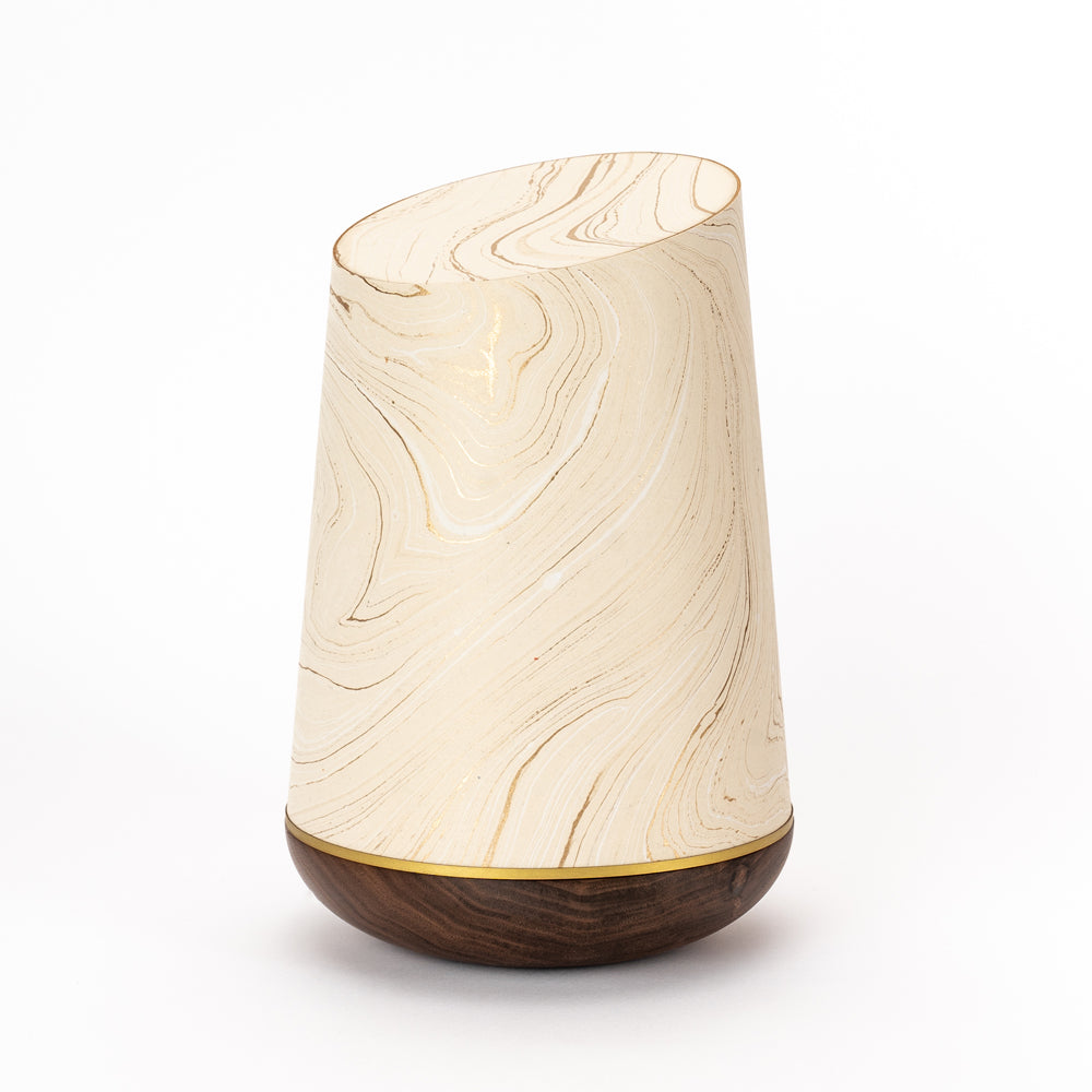 Samosa wooden marble urn champagne gold