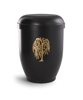Urna Völsing in tessuto naturale nero con motivo