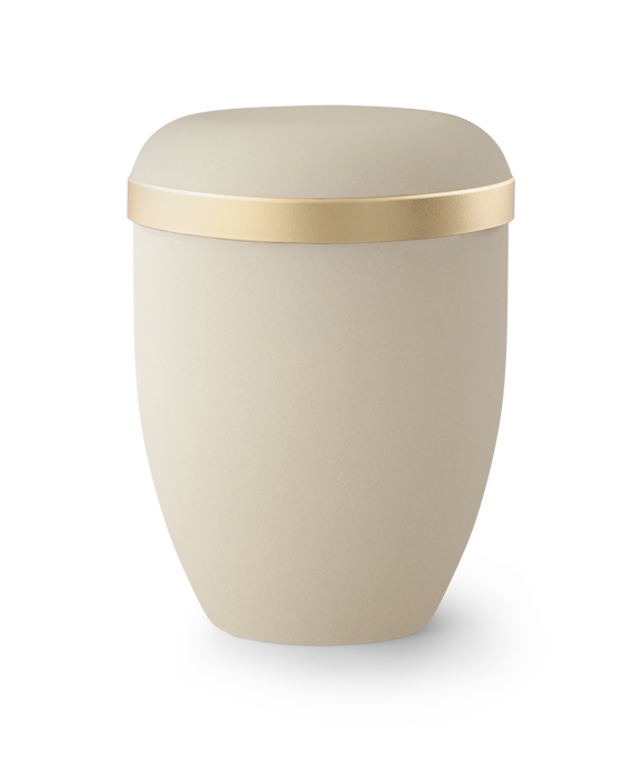 Völsing natural fabric urn gold rim