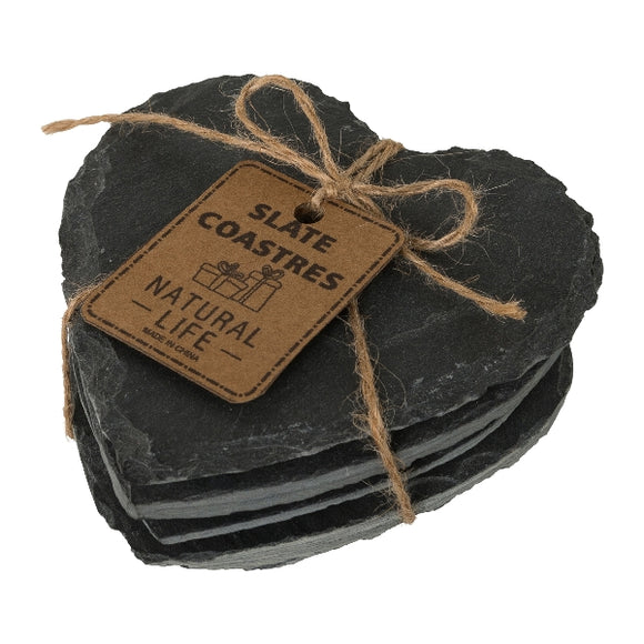 Cuori di ardesia neri 4 pezzi