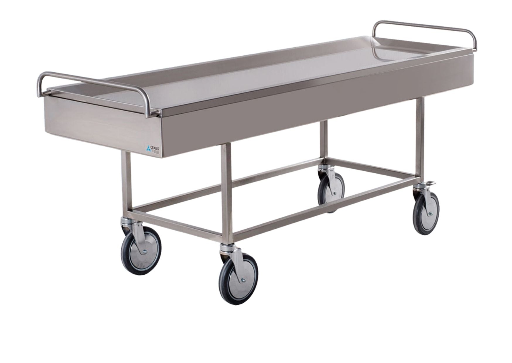 Stainless steel transport trolley for indoor use