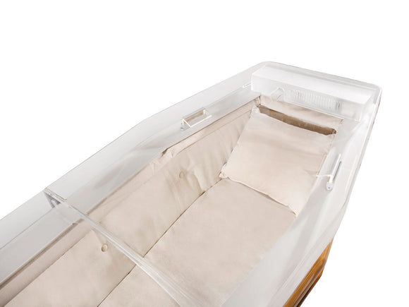 Ionisierende Sargabdeckung transparent