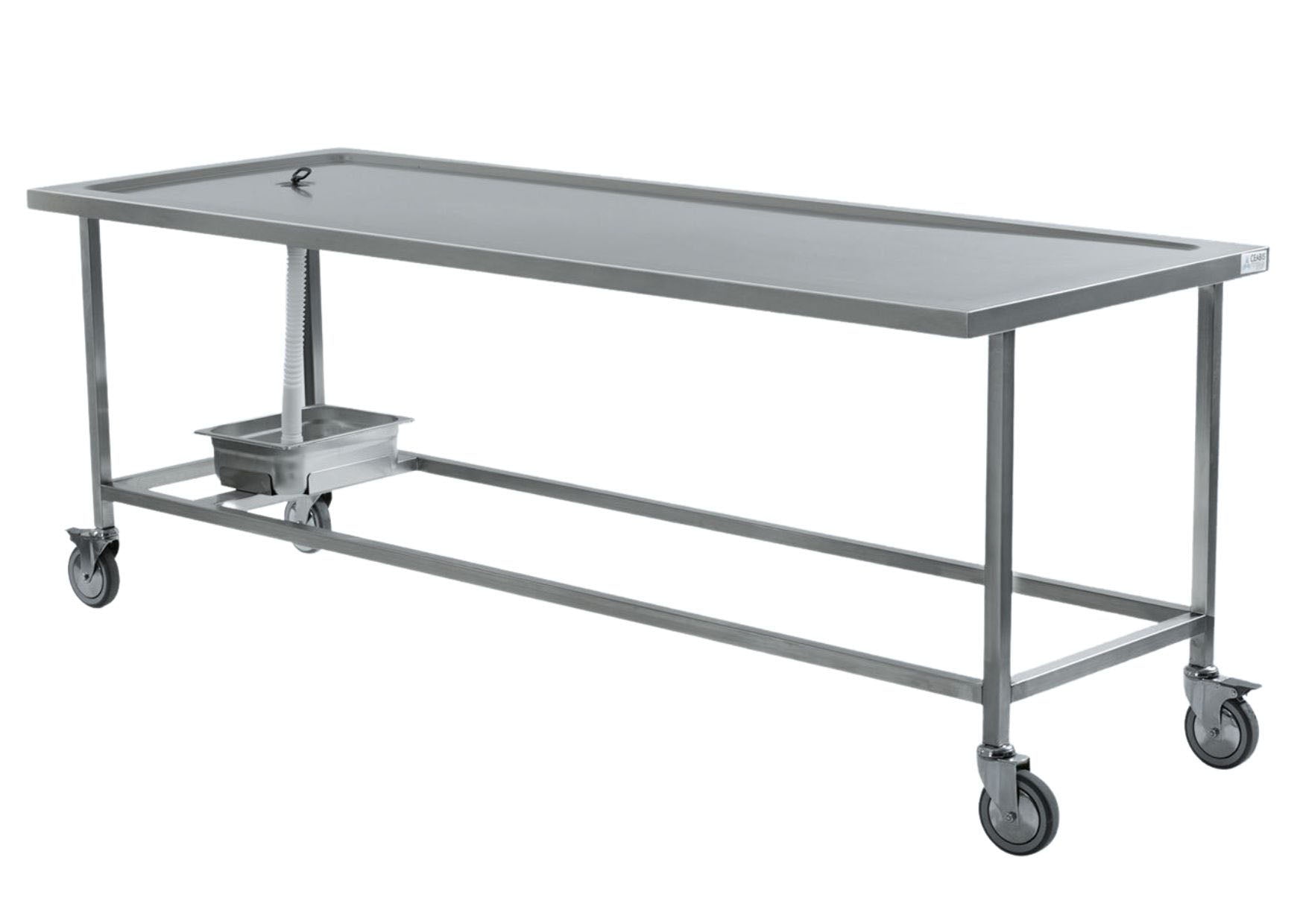 Stainless steel mobile dissection table Washbasin with drip tray