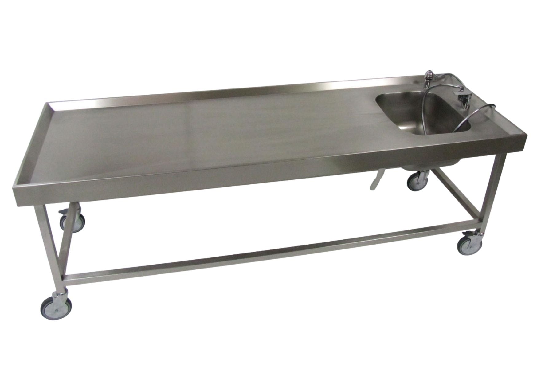 Stainless steel mobile dissection table with washbasin