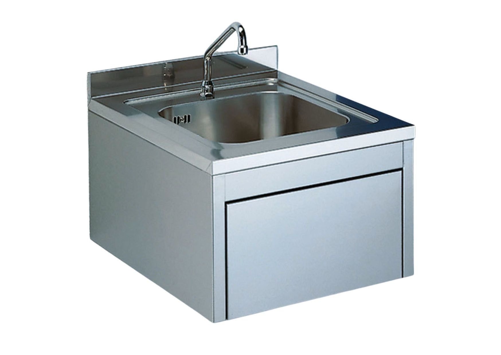 Stainless steel wash hand basin with knee switch