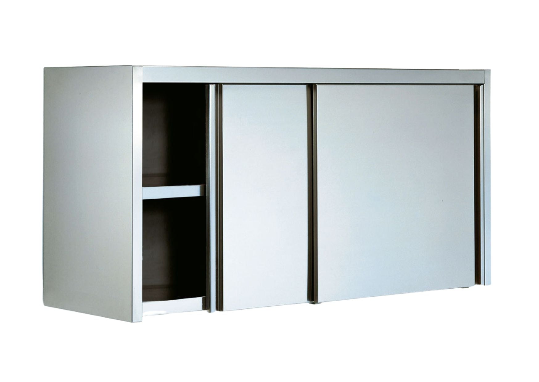 Stainless steel wall cabinet with sliding doors