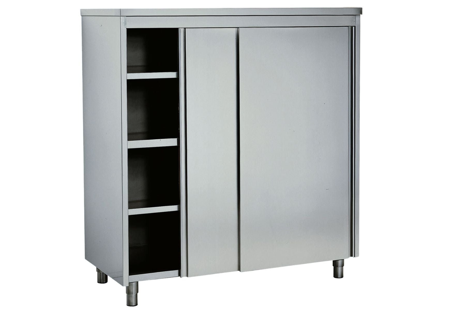 Stainless steel cabinet with sliding doors