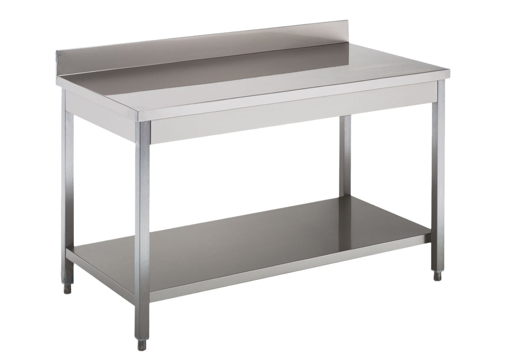 Stainless steel work table open with shelf
