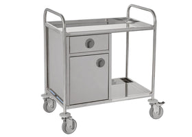 Edelstahl Beistellwagen 2 Böden Schrank und Schublade