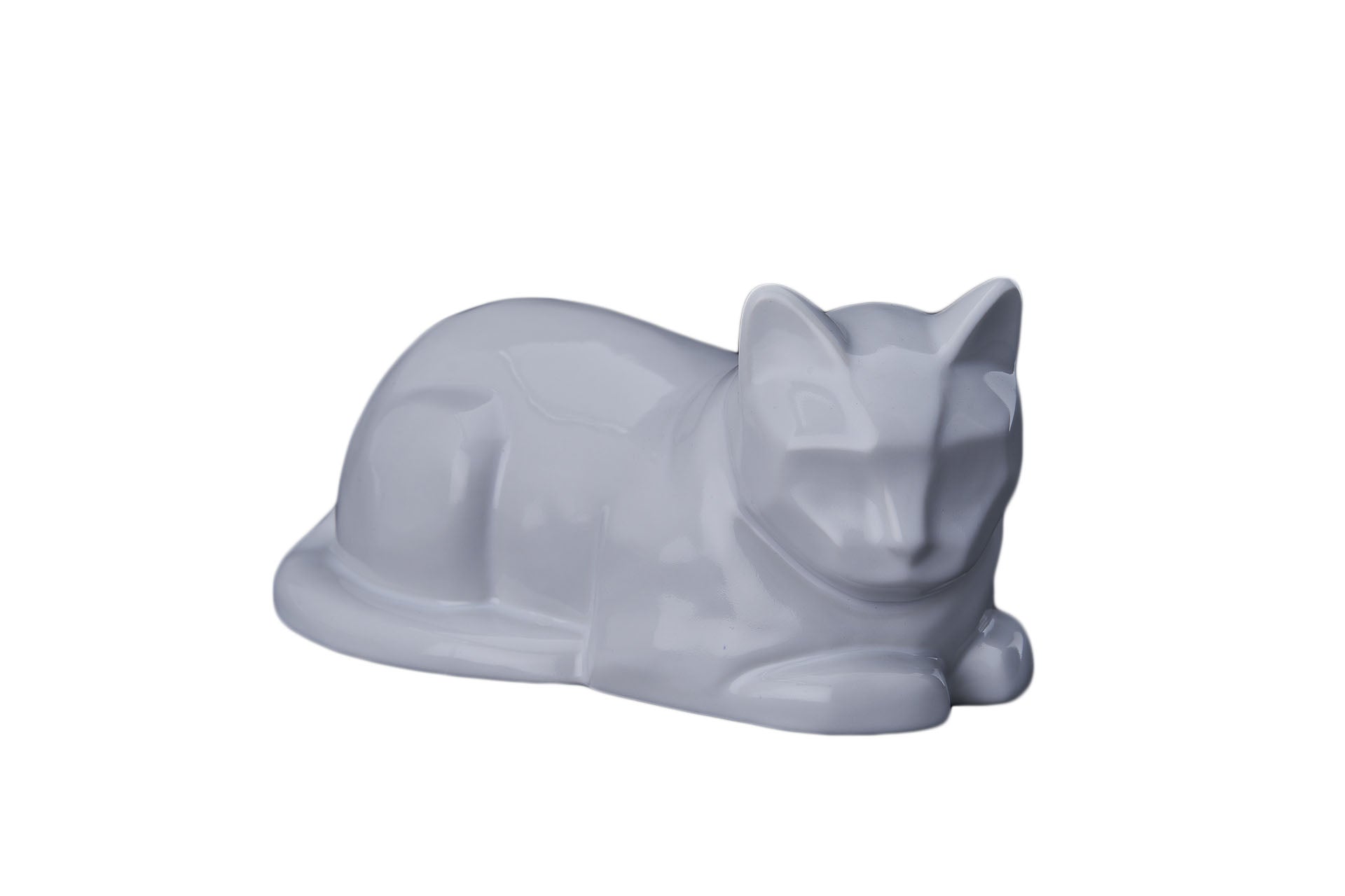 Pet urn reclining cat ceramic