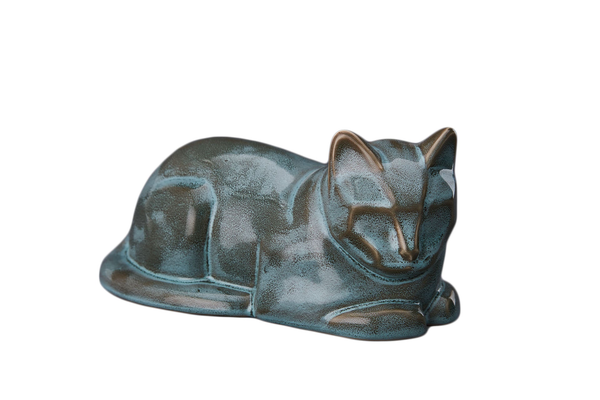 Pet urn reclining cat ceramic