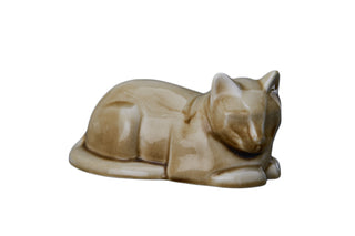 Kaufen sandfarbig Tierurne Liegende Katze Keramik