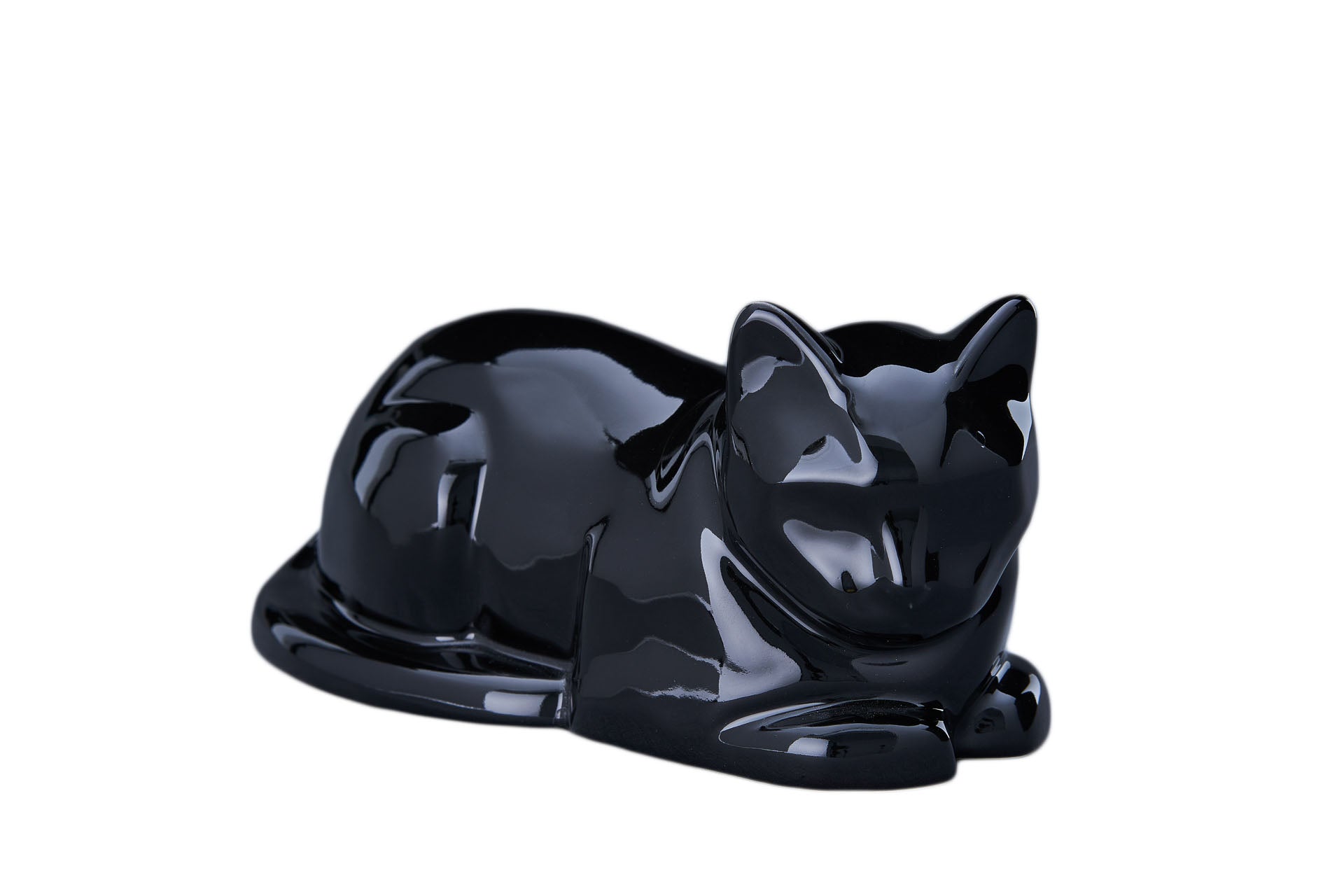 Kaufen schwarz-glanzend Tierurne Liegende Katze Keramik