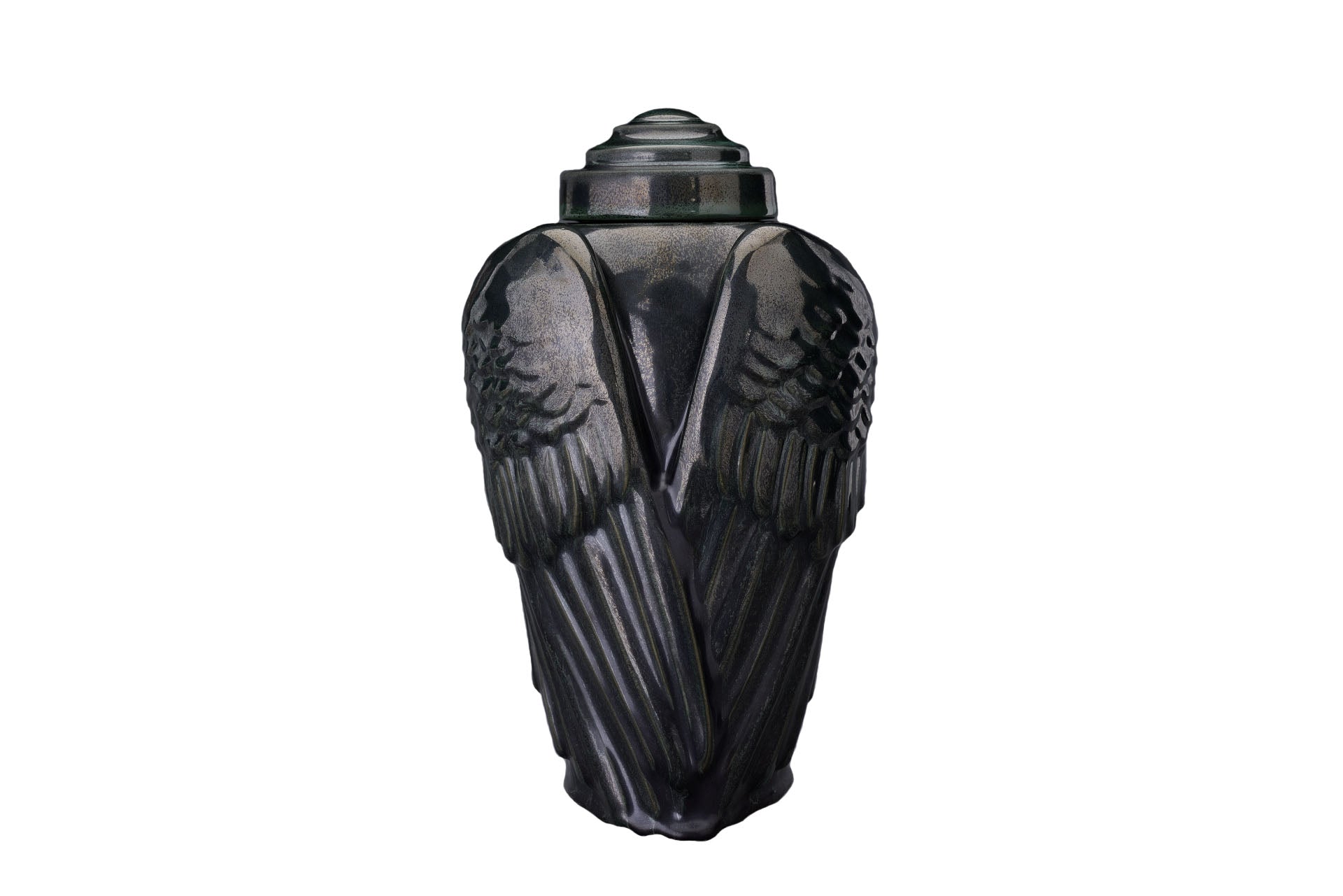 Kaufen schwarz-melange Urne Flügel Keramik
