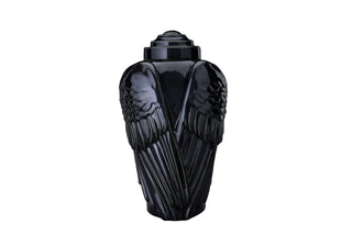 Kaufen schwarz-glanzend Urne Flügel Keramik