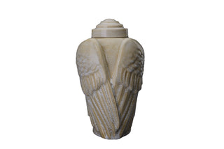 Kaufen sandfarbig Urne Flügel Keramik