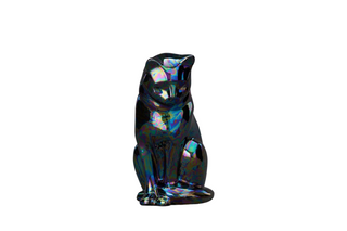 Kaufen schwarz-holografie Tierurne Katze Keramik