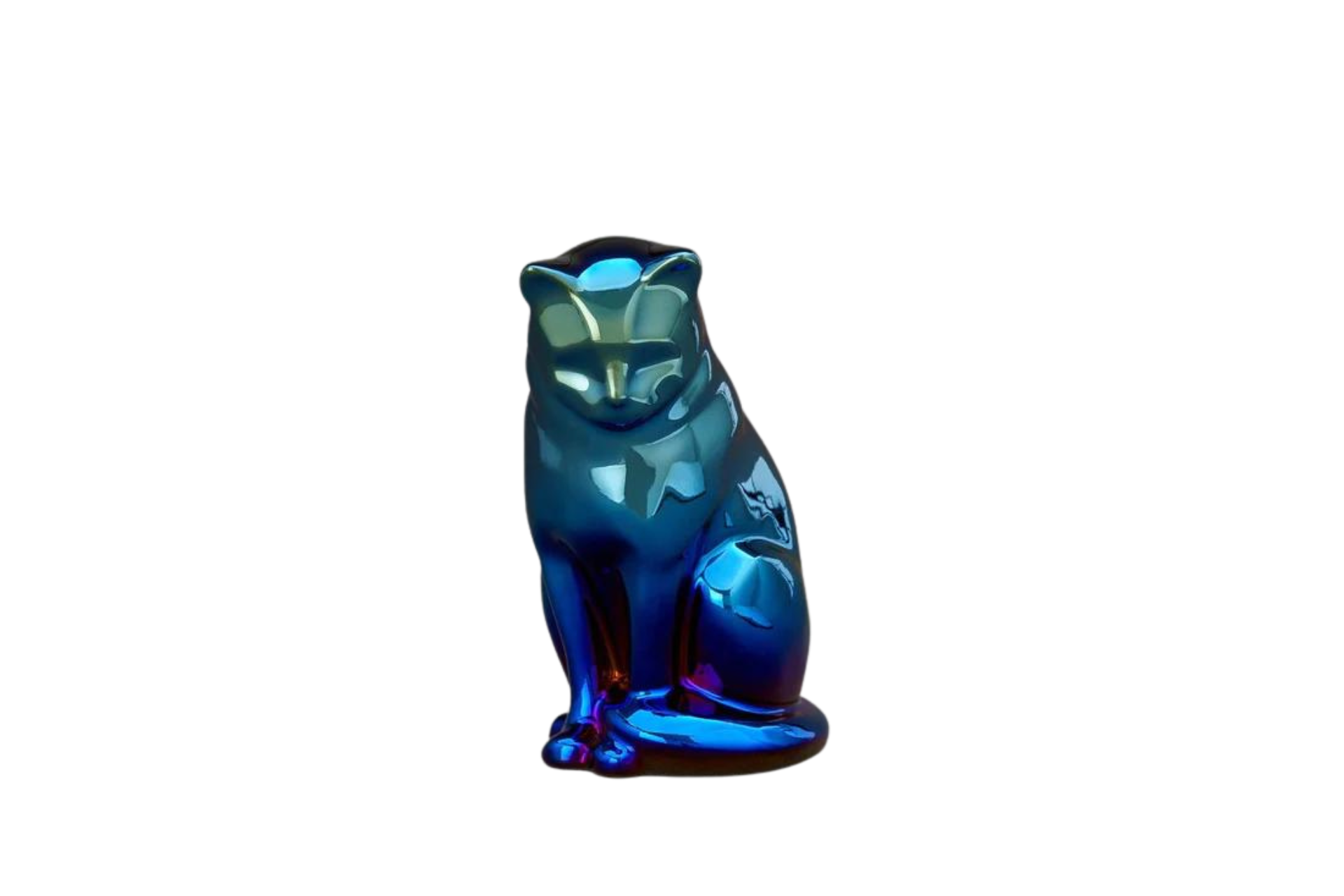 Kaufen blau-holografie Tierurne Katze Keramik