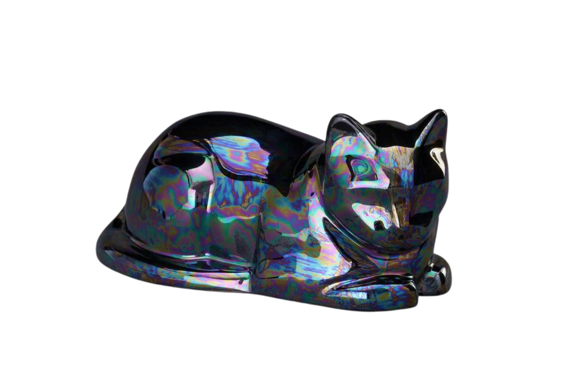 Kaufen schwarz-holografie Tierurne Liegende Katze Keramik