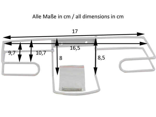 Wandhalterung 1 Handschuhboxen, Korb, weiss, Metall