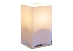 LATINA Tischlampe Quader, Glas, weiß