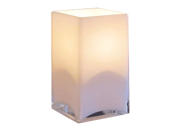LATINA lampada da tavolo cuboide, vetro, bianco
