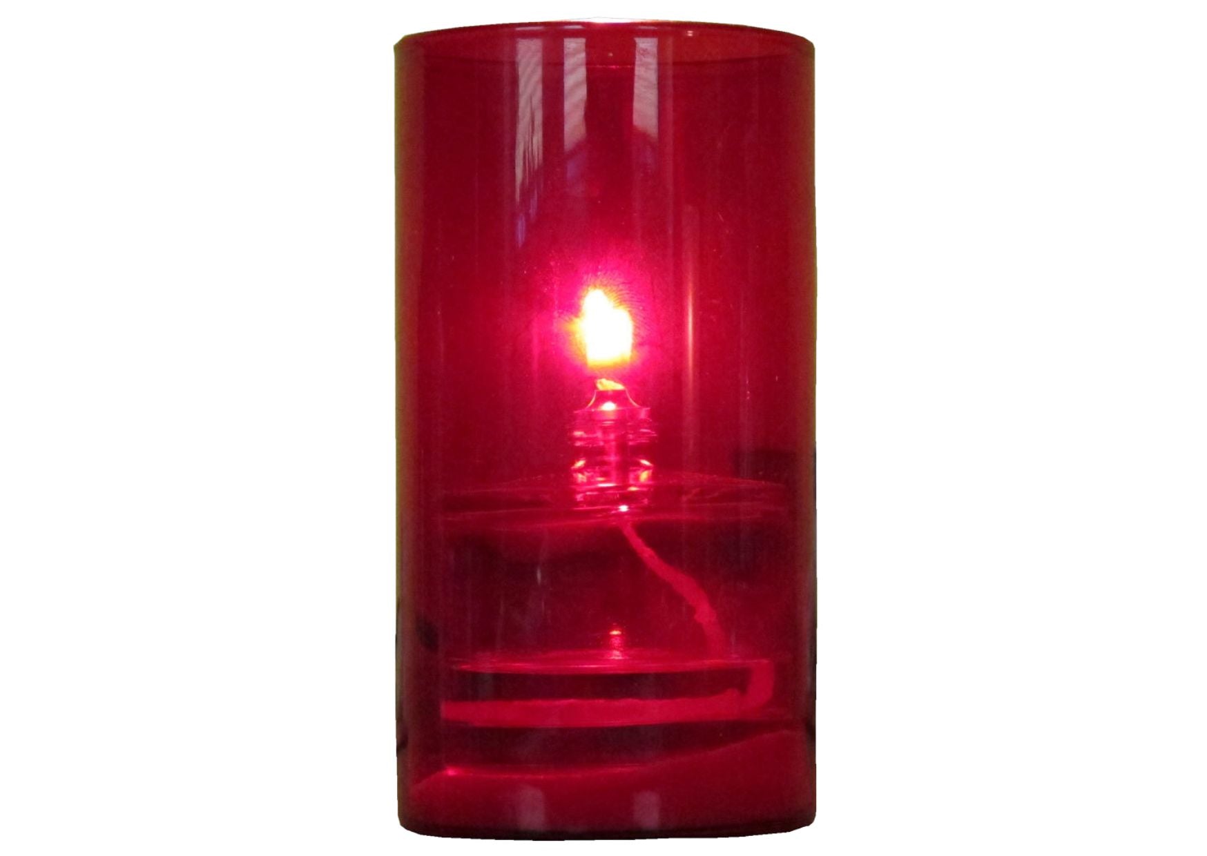 AMSTERDAM table lamp, red glass cylinder, round
