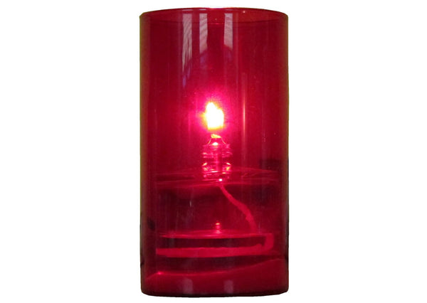 AMSTERDAM Tischlampe, roter Glaszylinder, rund