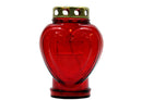 Cuore di tomba, vetro, rosso, 11,5 cm x 8,5 cm, 17,5 cm H, con coperchio dorato-1