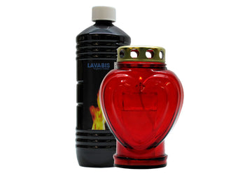 Set Grablicht Herz, 1 Ltr. Flüssigwachs - 0