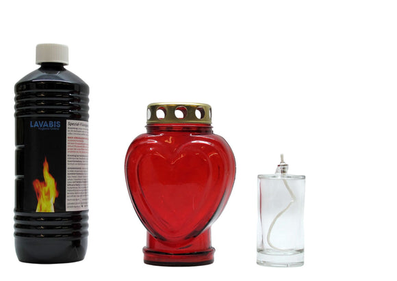 Set de bougies funéraires Cœur, 1 l de cire liquide