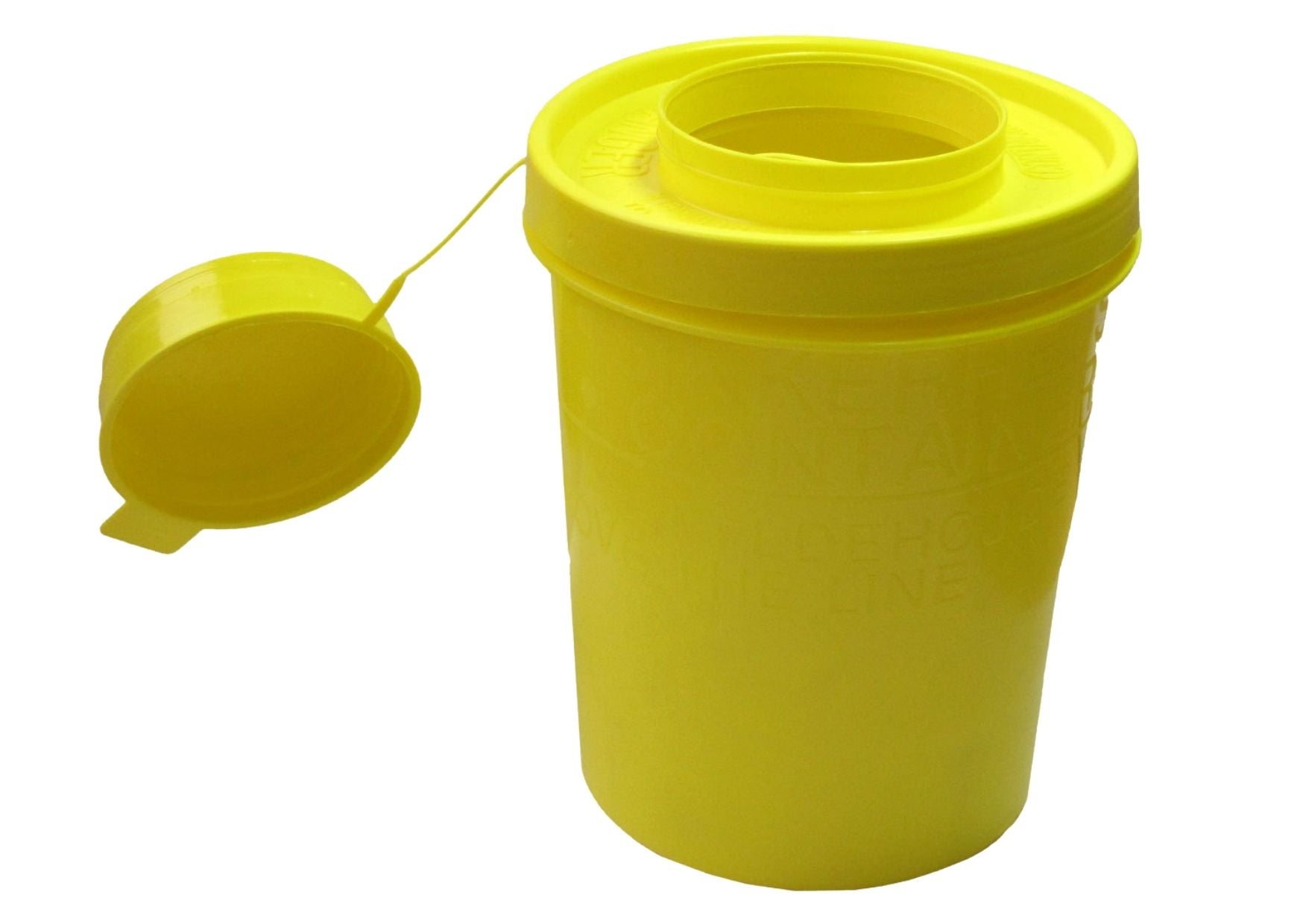 Needle disposal box with lid, yellow, 500 ml