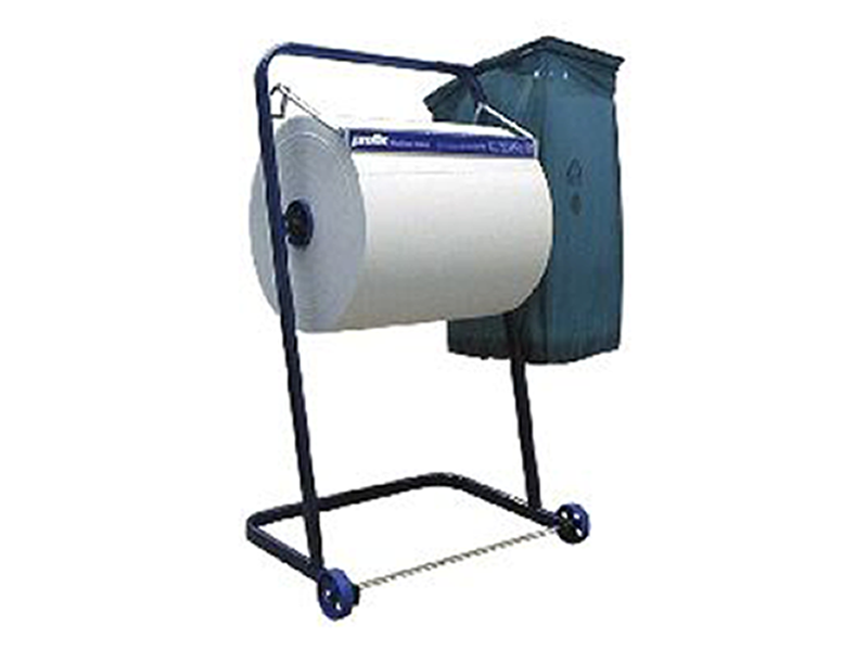 Cleaning paper roll stand, waste bag holder, metal, blue, up to 40 cm rolls