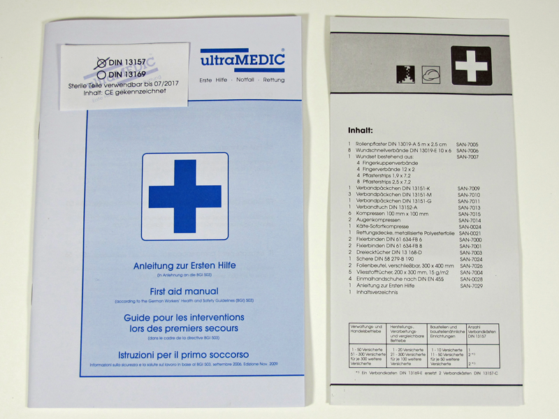 Replacement filling for first aid kit, small, according to DIN 13157, 72 pieces