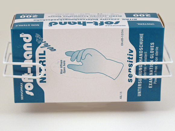 Wandhalterung 1 Handschuhboxen, Korb, weiss, Metall