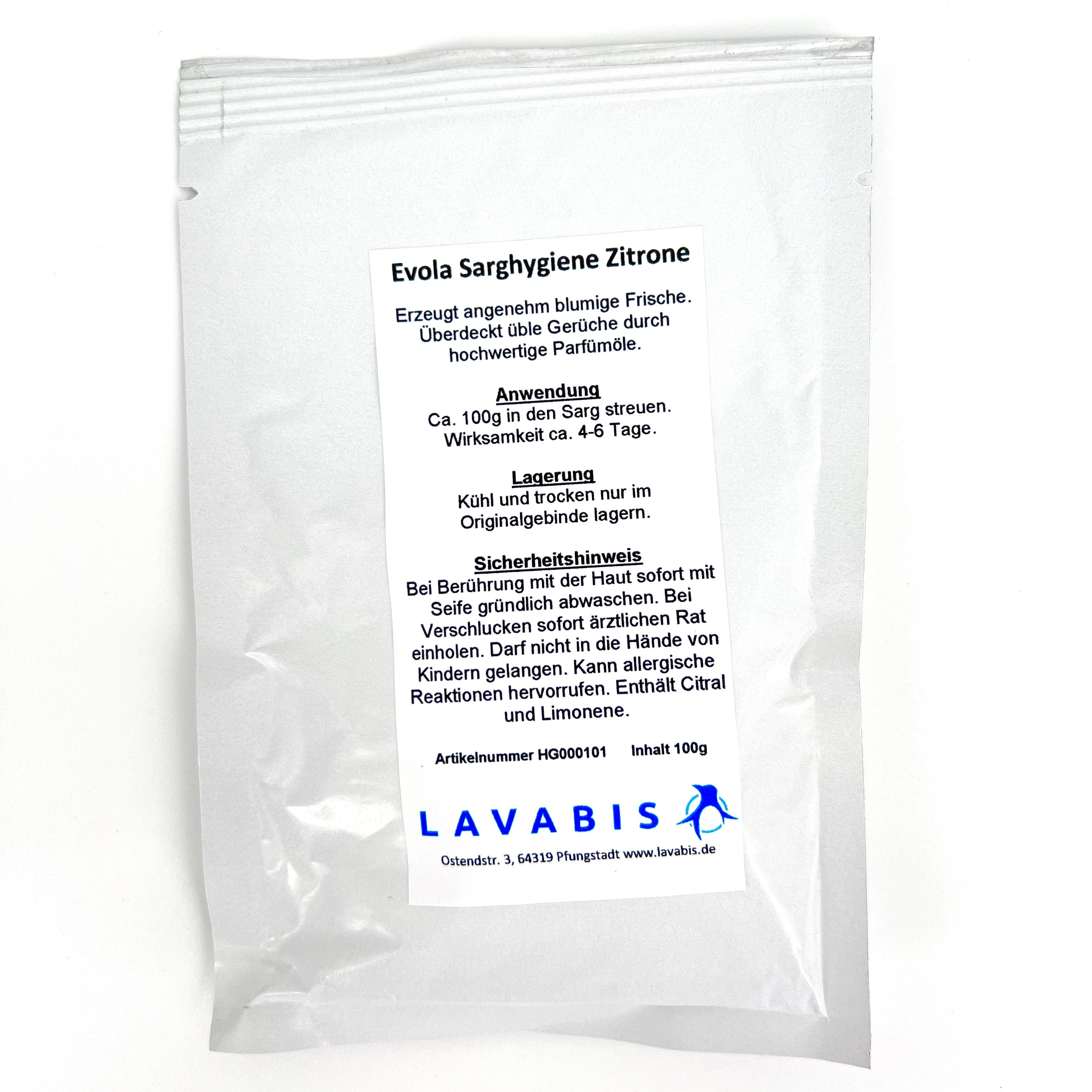 Evola coffin hygiene powder, lemon, 100 g bag