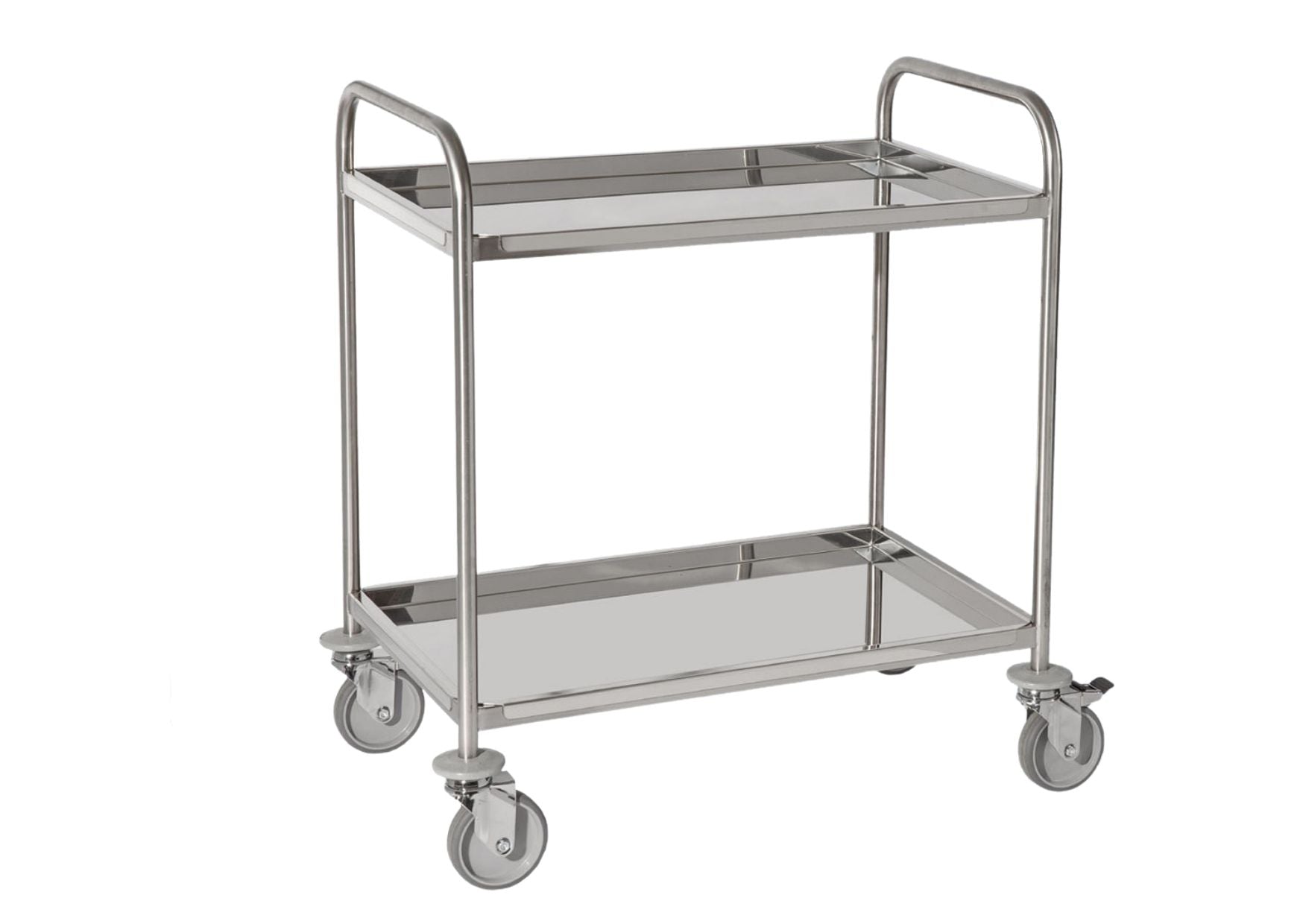 Stainless steel side trolley with 2 shelves