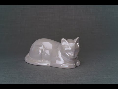 Pet urn reclining cat ceramic-3